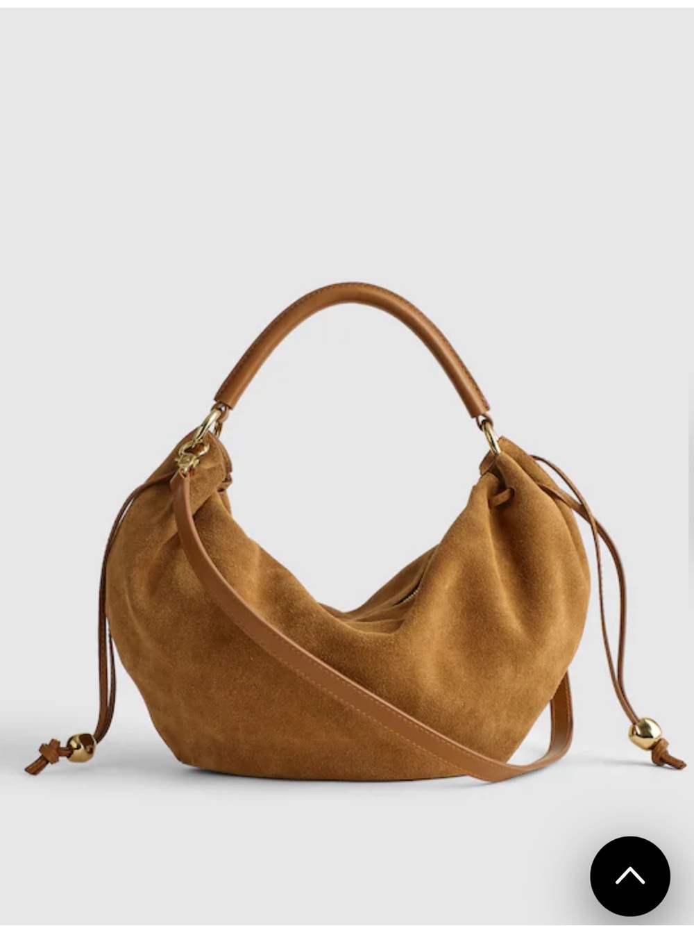 Madewell Suede Hobo Camren Bag in Cognac Brown with Gold Hardware